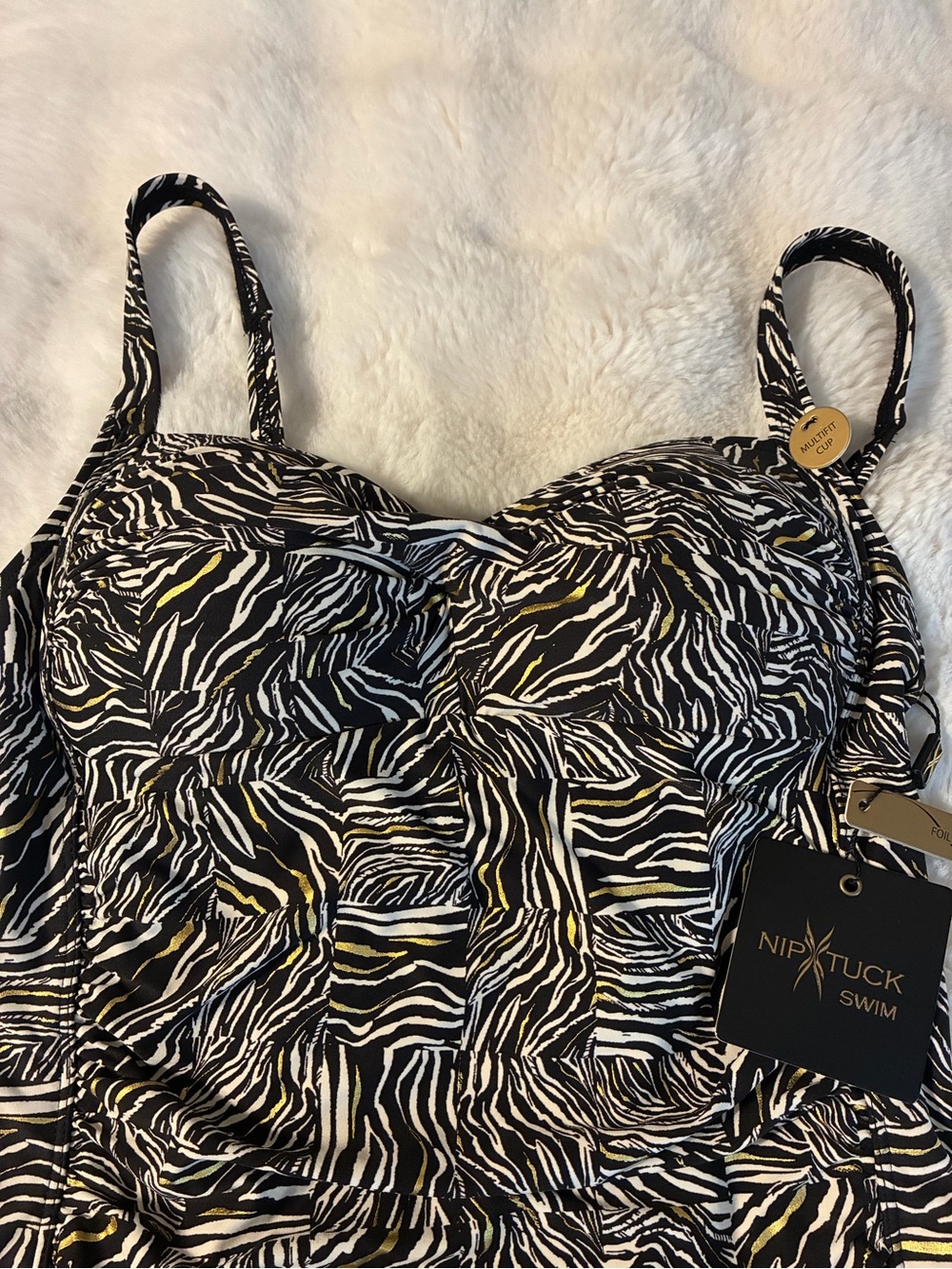 Nip Tuck Swim Size 8 Womens Animal Print One Piece Swimsuit MultifitCup NWT/0213 - Picture 2 of 11